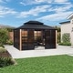 preview thumbnail 40 of 62, PURPLE LEAF Double Top Outdoor Sunroom Screen House Patio Hardtop Gazebo 12' x 14' - Black