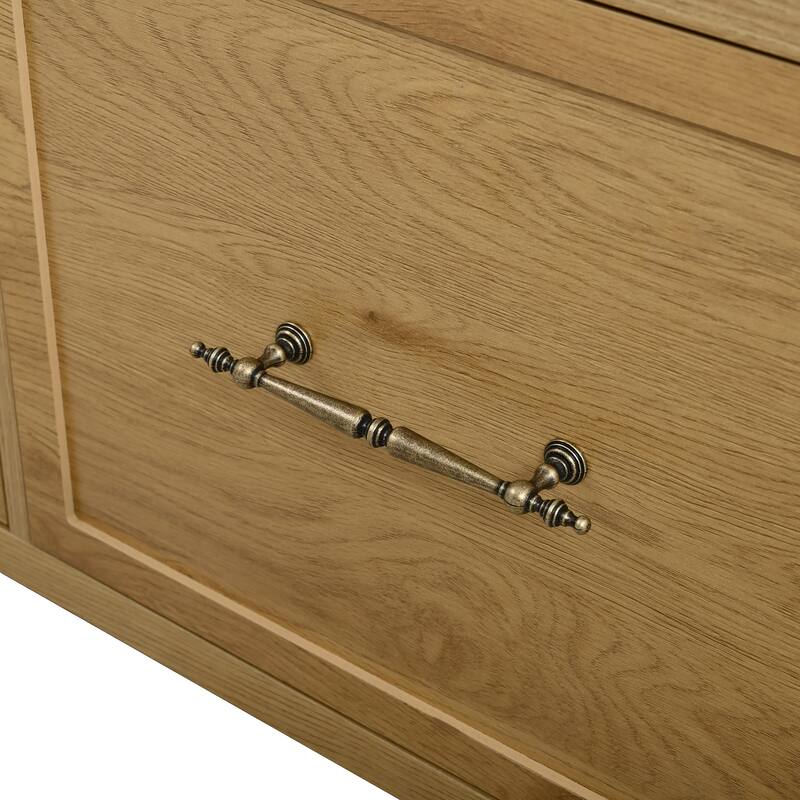 Farmhouse Hall Tree with 3 Drawers and 8 Hooks Oak Wood Bench and Coat Rack