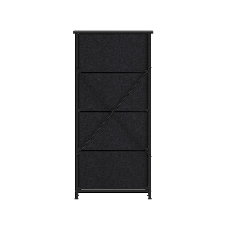 4 Drawer Vertical Storage Dresser-Wood Top & Fabric Pull Drawers