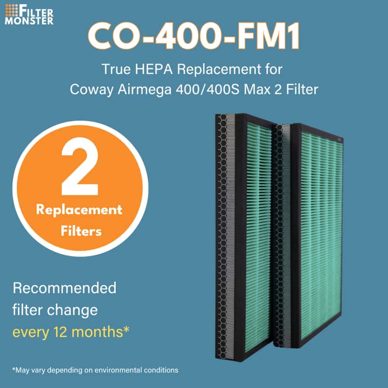 Replacement Compatible with Coway Airmega 400/400S Filter, 2 Pack - Green