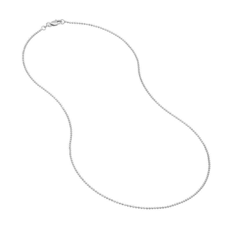 Curata 14k White Gold 1.15mm Diamond Cut Bead Chain Necklace (Lobster) Options: 16 18 20