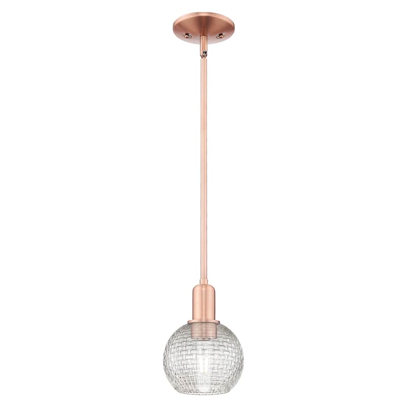 Innovations Lighting Endless Possibilities Arcadia - Athens - 1 Light 6" Basketweave Stem Hung Mini Pendant - Antique Copper