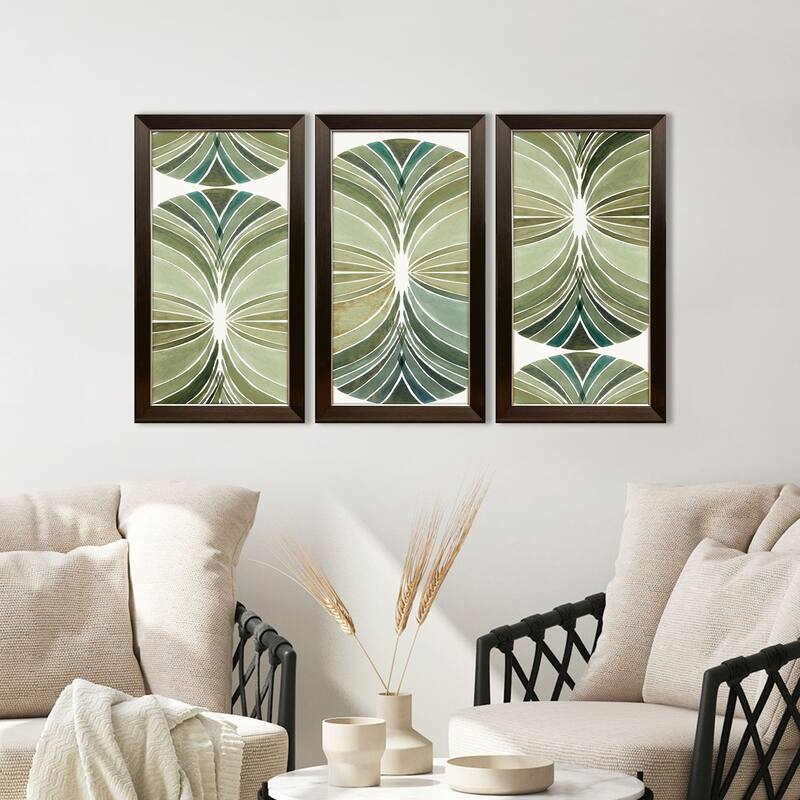 Paragon Palm Art Deco Framed Art - Set of 3 - 3-piece Set
