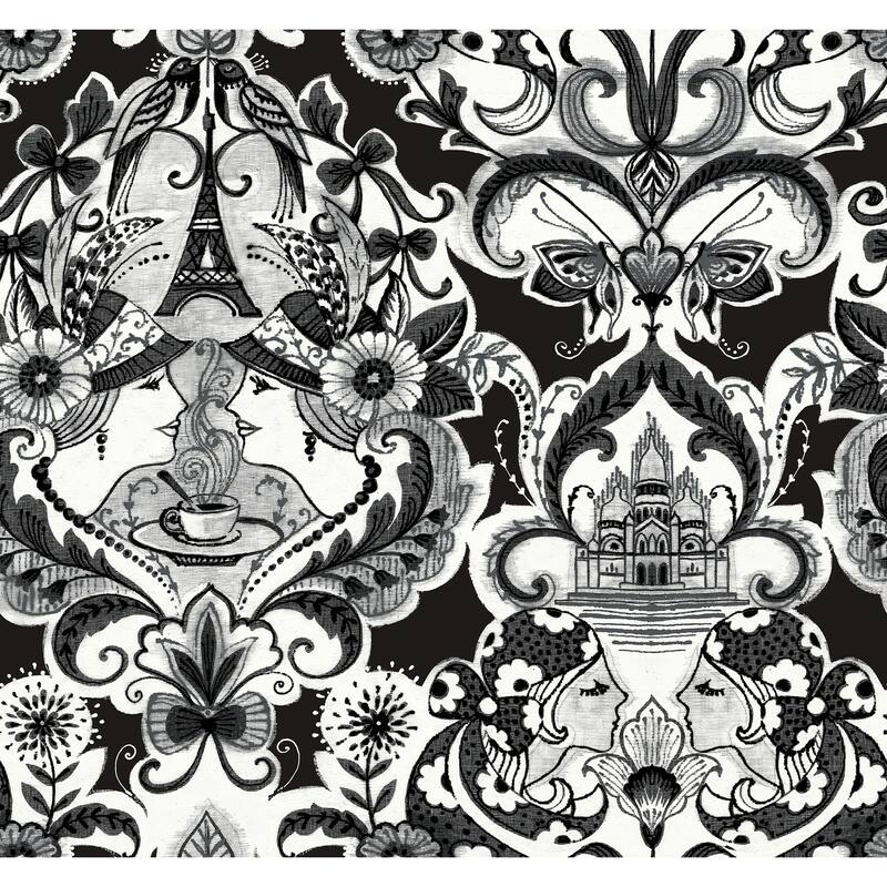 A-Street Prints Sadie Black Parisian Damask Wallpaper