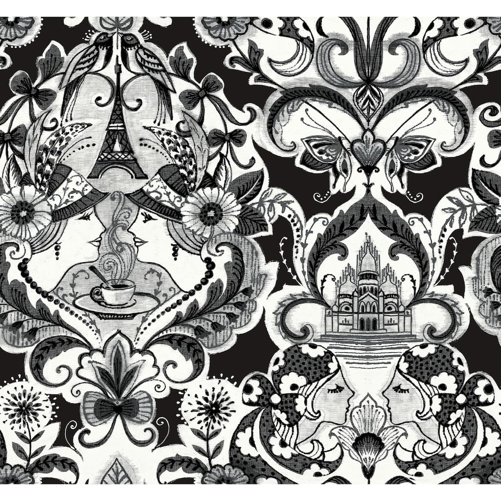 A-Street Prints Sadie Black Parisian Damask Wallpaper