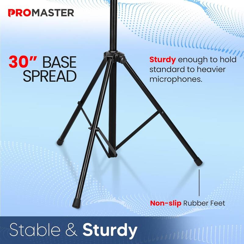 ProMaster Tripod Microphone Stand - Universal and Adjustable Professional Audio Telescopic Boom Arm Tripod Microphone Stand