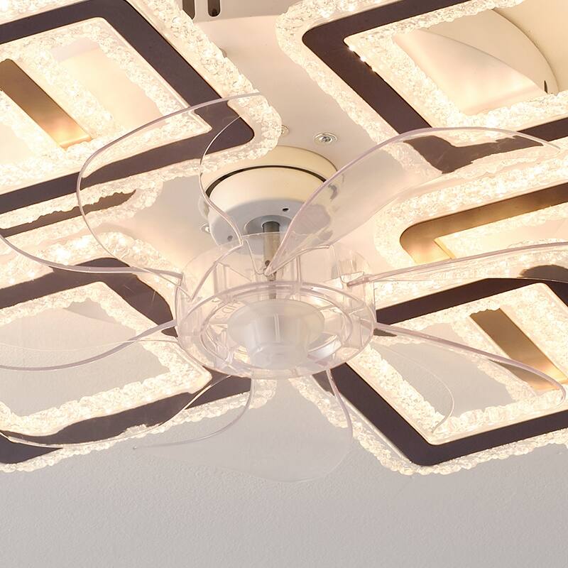 33-inchBlack Ceiling Fan with Lights Remote Control and APP Control, Dimmable with Remote 7 Blades 6 Speeds of Wind - Black