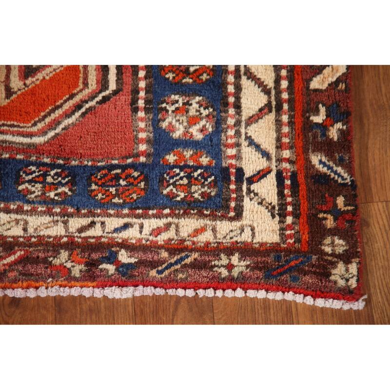 Vegetable Dye Orange Ardebil Persian Runner Rug Handmade Wool Carpet - 4'2"x 10'8"