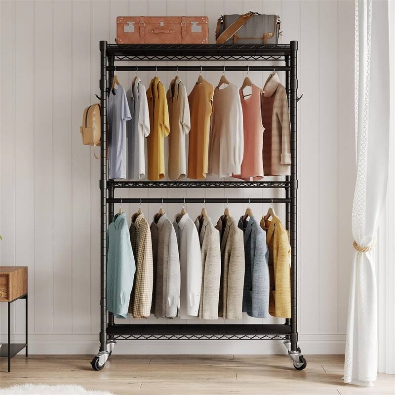 H2 Rolling Garment Rack Heavy Duty Clothes Rack with Wheels - 15.7"D x 35.4"W x 78.5"H