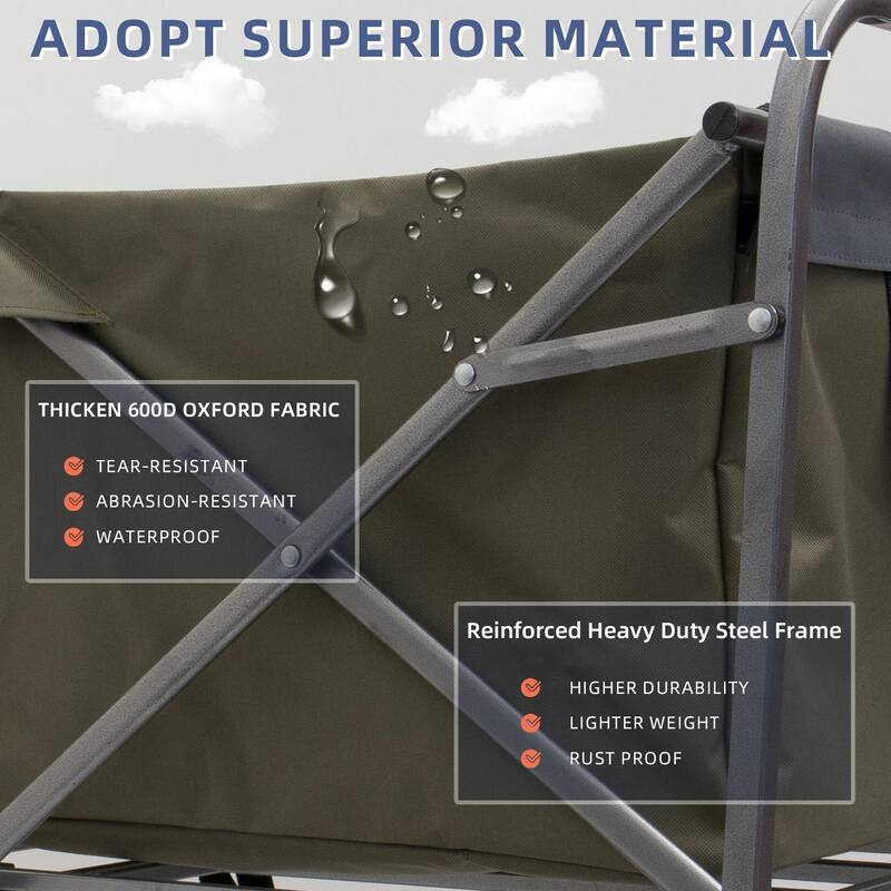 Collapsible Outdoor Wagon - 150 lb Load, Durable 600D Fabric, Easy Setup, Ideal for Sports, Groceries, and Park Trips - Steel