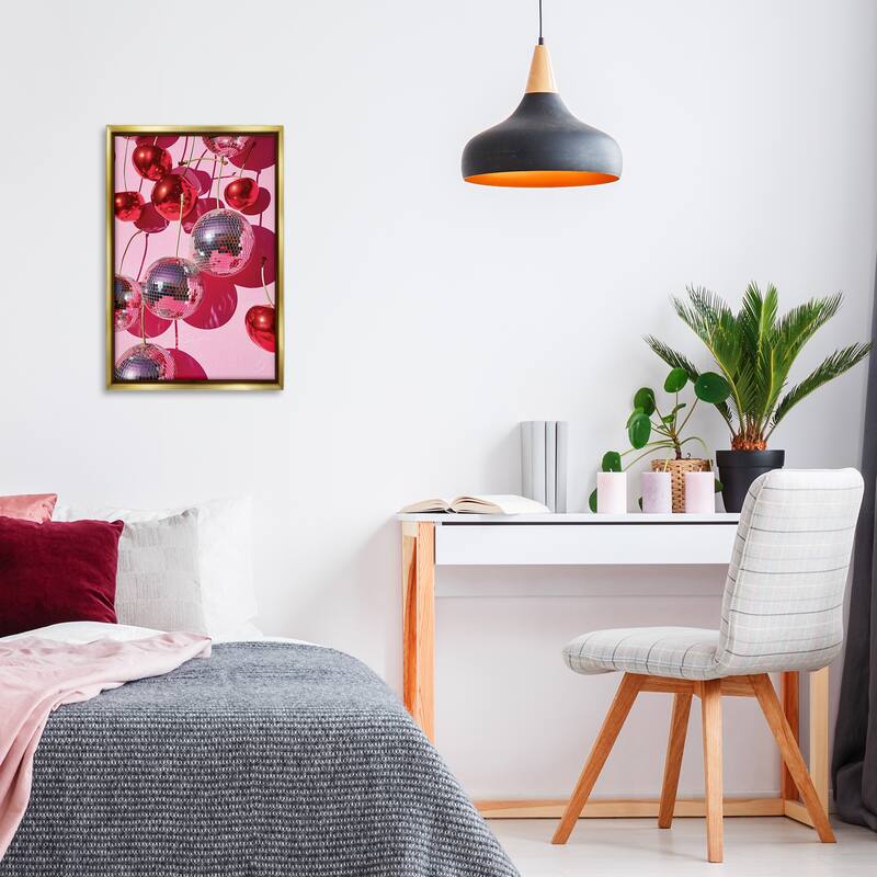 Stupell Cherry Disco Fruits Framed Floater Canvas Wall Art Design By LSR Design Studio