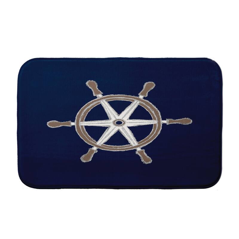 Ship Wheel Bath Mat - 21 x 34 - Navy