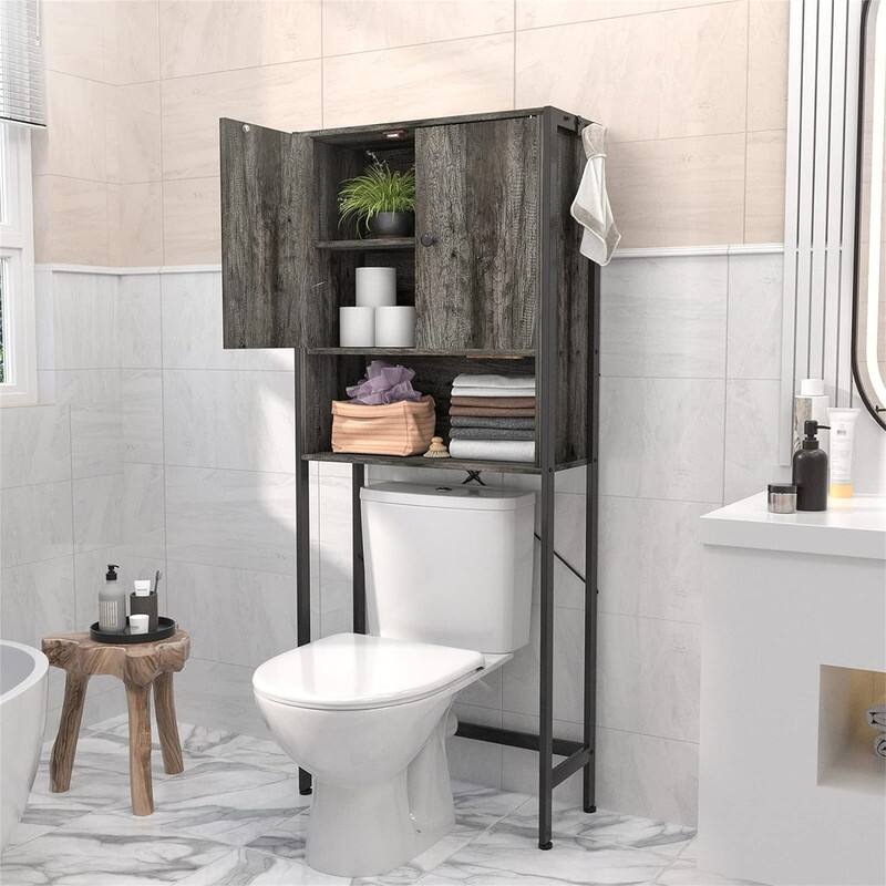 Over The Toilet Storage - 9.4"D x 24.8"W x 63.7"H - Grey