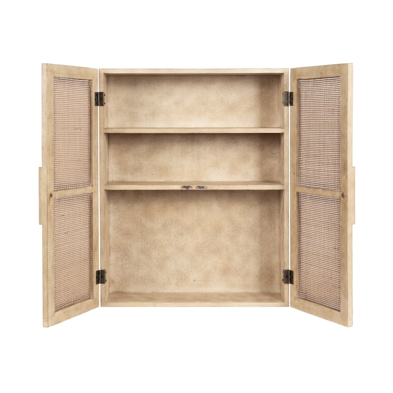 Kate and Laurel Ori Rattan 2-Door Wall Cabinet - 22x28