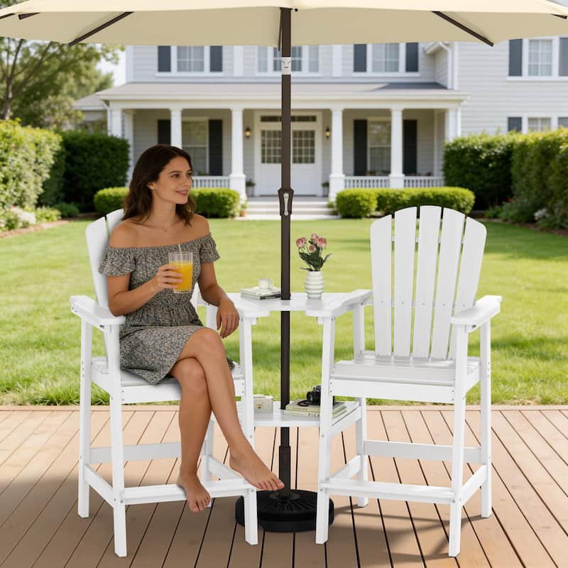 Outdoor Tall Adirondack Chair Set of 2 with Connecting Tray