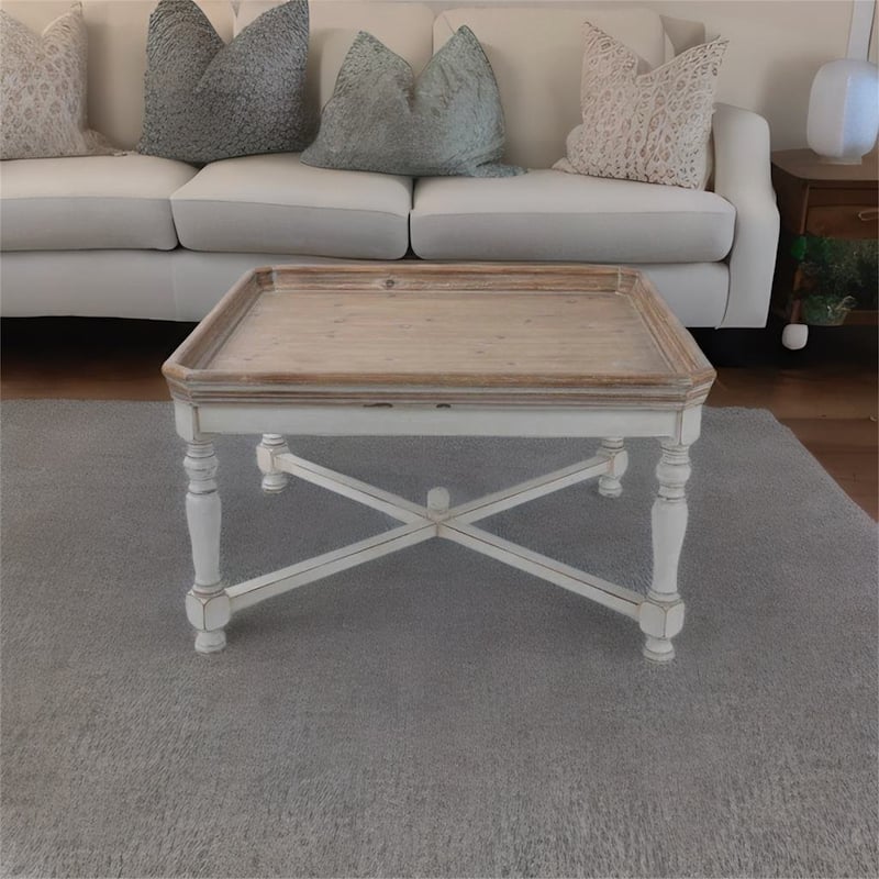 Vintage Square Wooden Coffee Table - White