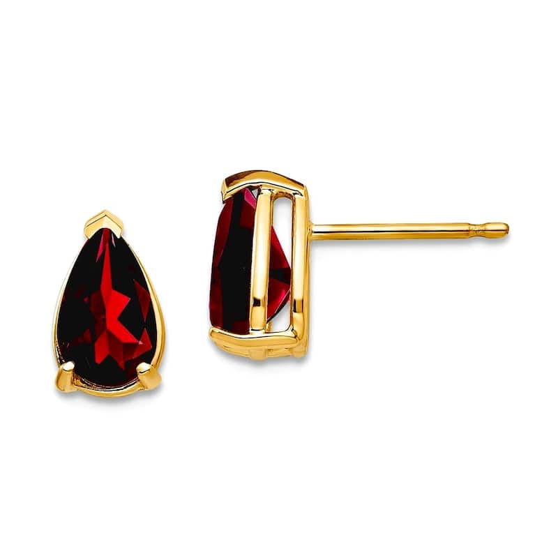 Curata 14k Yellow or White Gold 8x5mm Pear Gemstone Stud Earrings