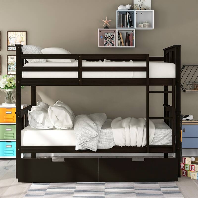 Merax Full over Full Bunk Bed with Drawers and Ladder