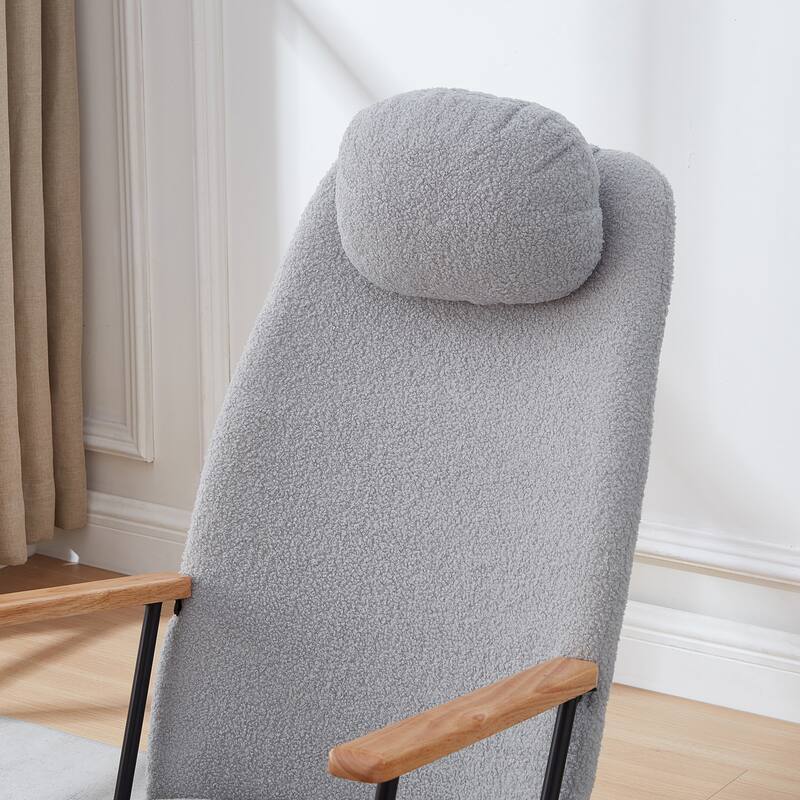 Teddy Fabric Rocking Chair with Adjustable Headrest