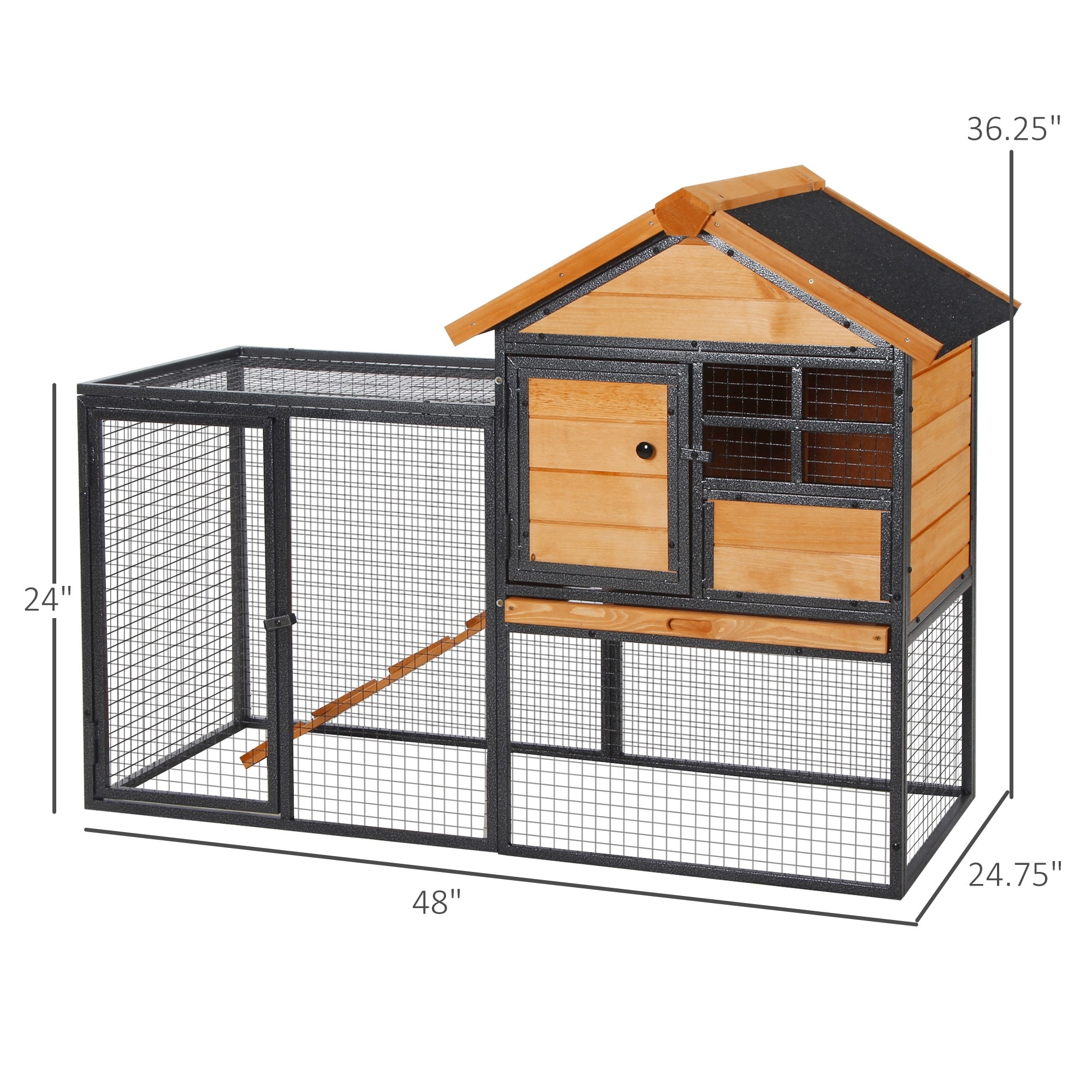 PawHut 2 Level Rabbit Hutch with Openable Hinged Asphalt Roof Removable Tray for Backyard On Sale Bed Bath Beyond 34045967