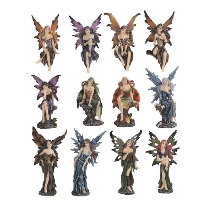Q-Max 12-Piece Mini Fairy with Multi Poses 5"H Miniature Fairy Fantasy Decoration Figurine Set