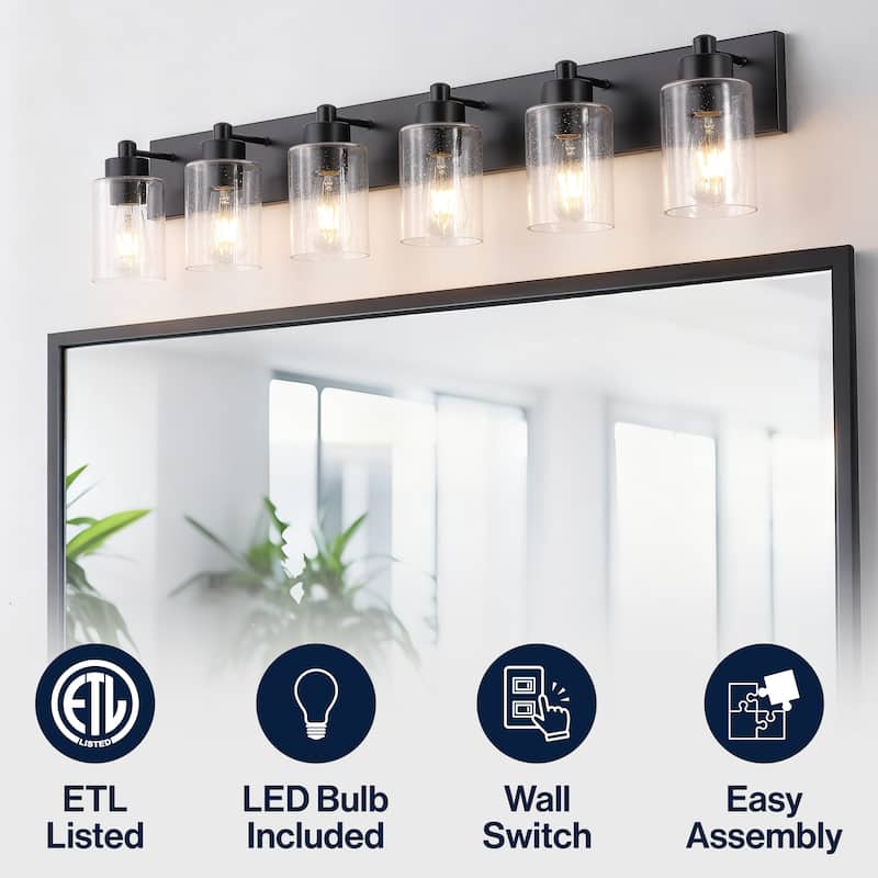 Lydia Seeded Glass/Iron LED Vanity Light, by JONATHAN Y