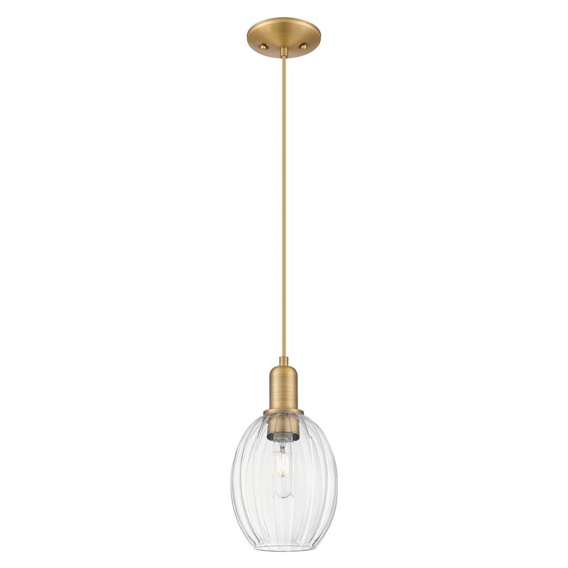 Innovations Lighting Downtown Urban - Preston - 1 Light 6" Bell Shade Cord Hung Mini Pendant - Brushed Brass/Clear Shade