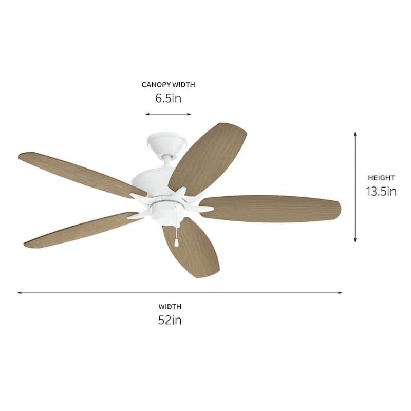 Kichler Renew Energy Star Qualified 52 inch Ceiling Fan Matte White with Reversible Blades