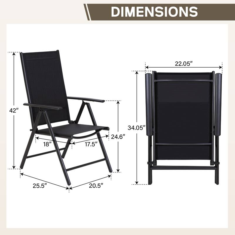 7/9-Piece Patio Dining Set, 1X Expandable Table, 6/8 Folding Textilene Chairs