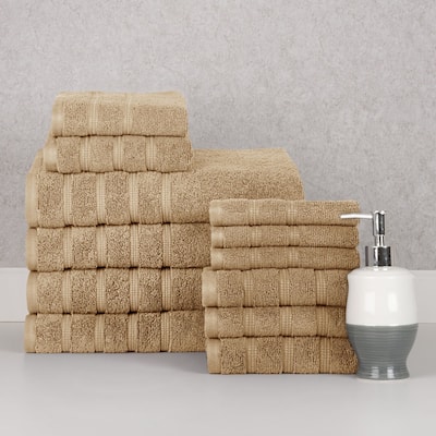 Bibb Home 12 Piece Zero Twist Egyptian Cotton Towel Set