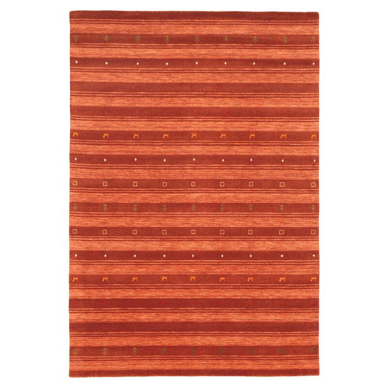 ECARPETGALLERY Hand Loomed Kashkuli Gabbeh Dark Copper Wool Rug - 6'6 x 9'9