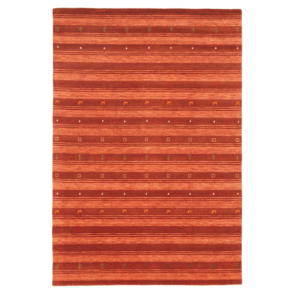 ECARPETGALLERY Hand Loomed Kashkuli Gabbeh Dark Copper Wool Rug - 6'6 x 9'9