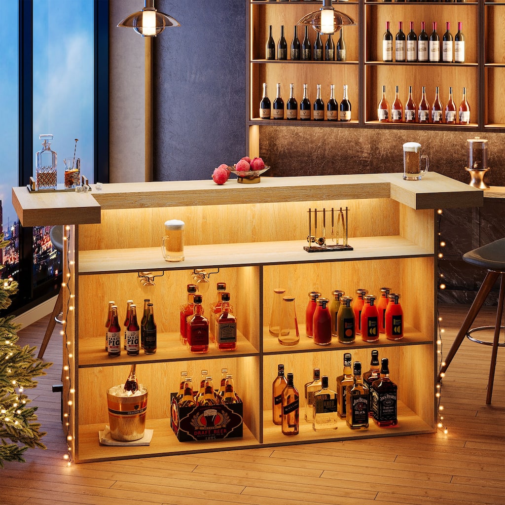 4-Tier Bar Table, 70.9-Inch Large Modern Home Bar Cabinet