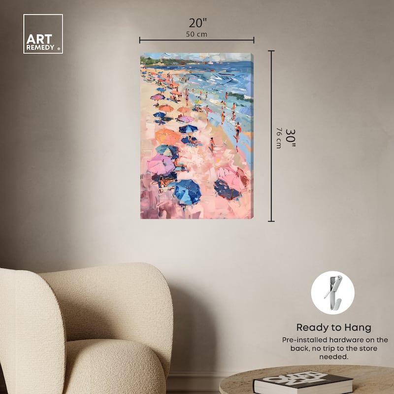 Art Remedy Beach Side Joys Gallery Wrapped Colorful Coastal 1 Piece Canvas Wall Art