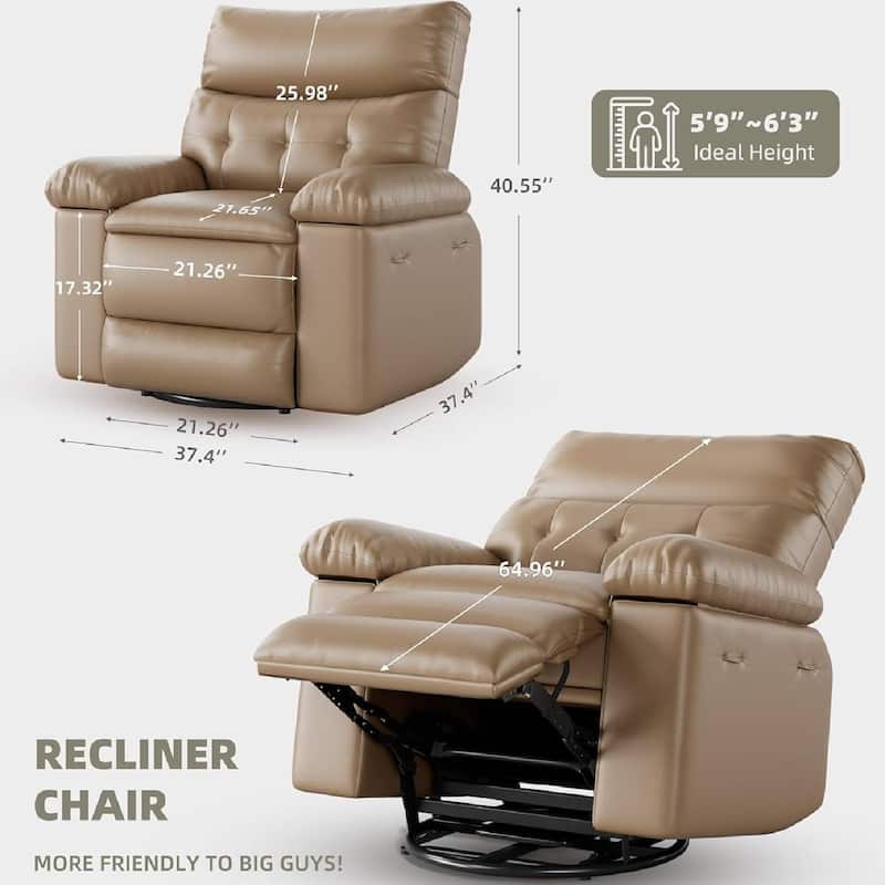 Oversized Wide Manual Recliner Sofa Chair with Foldable Armrests for Living Room Bedroom
