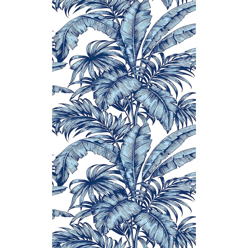 NextWall Palm Jungle Peel and Stick Wallpaper - 20.5 in. W x 18 ft. L - Marine Blue
