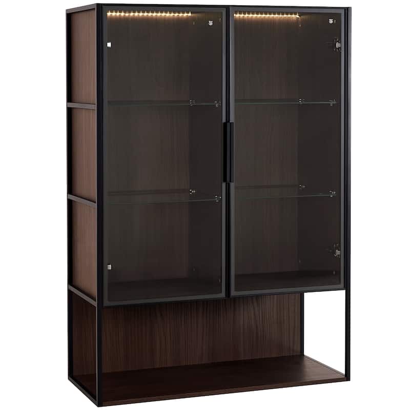 51.2"Tall Lighted Display Cabinet with Tempered Glass Door