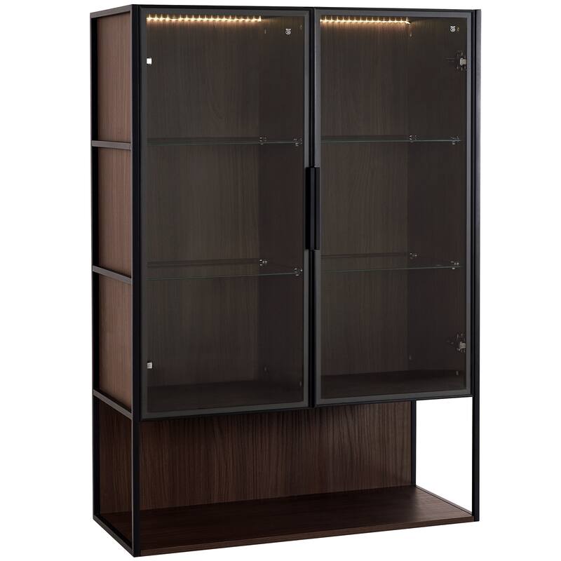 51.2'' Tall Lighted Display Cabinet with Tempered Glass Door