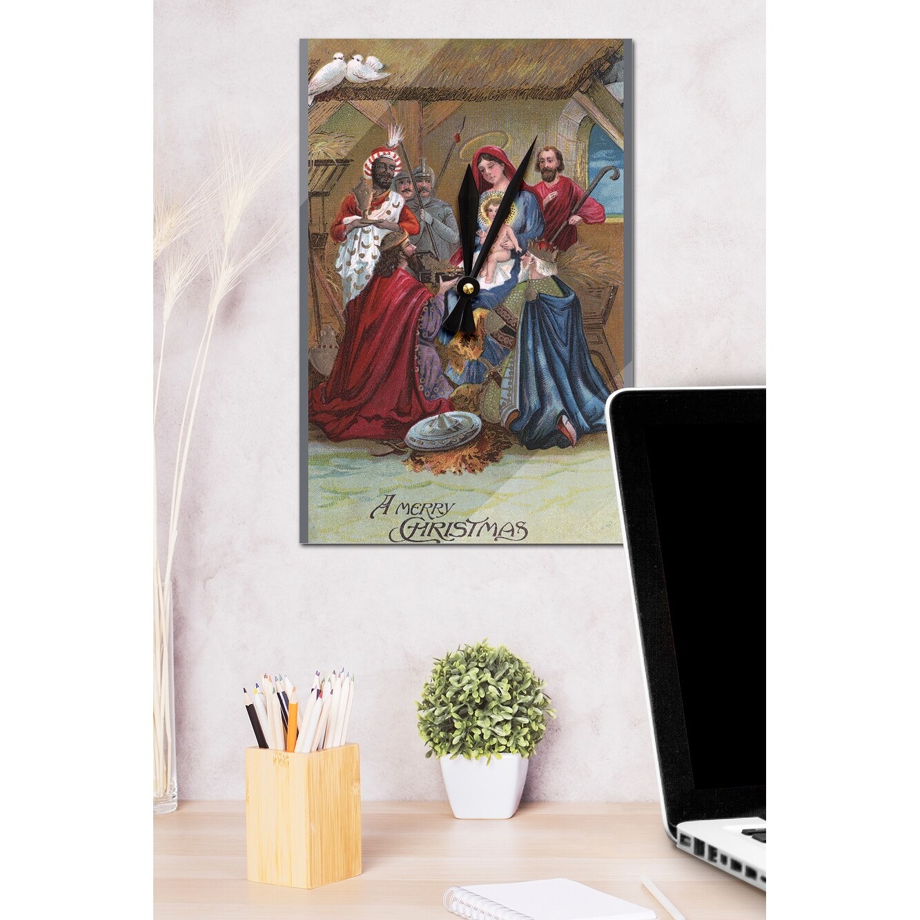 Shop A Merry Christmas Nativity Scene Vintage Holiday Art Acrylic Wall Clock Acrylic Wall Clock Overstock 13596210