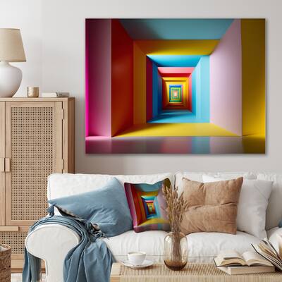 Designart "Pastel Color Rectangular Infinity" Modern Midcentury Canvas Wall Art