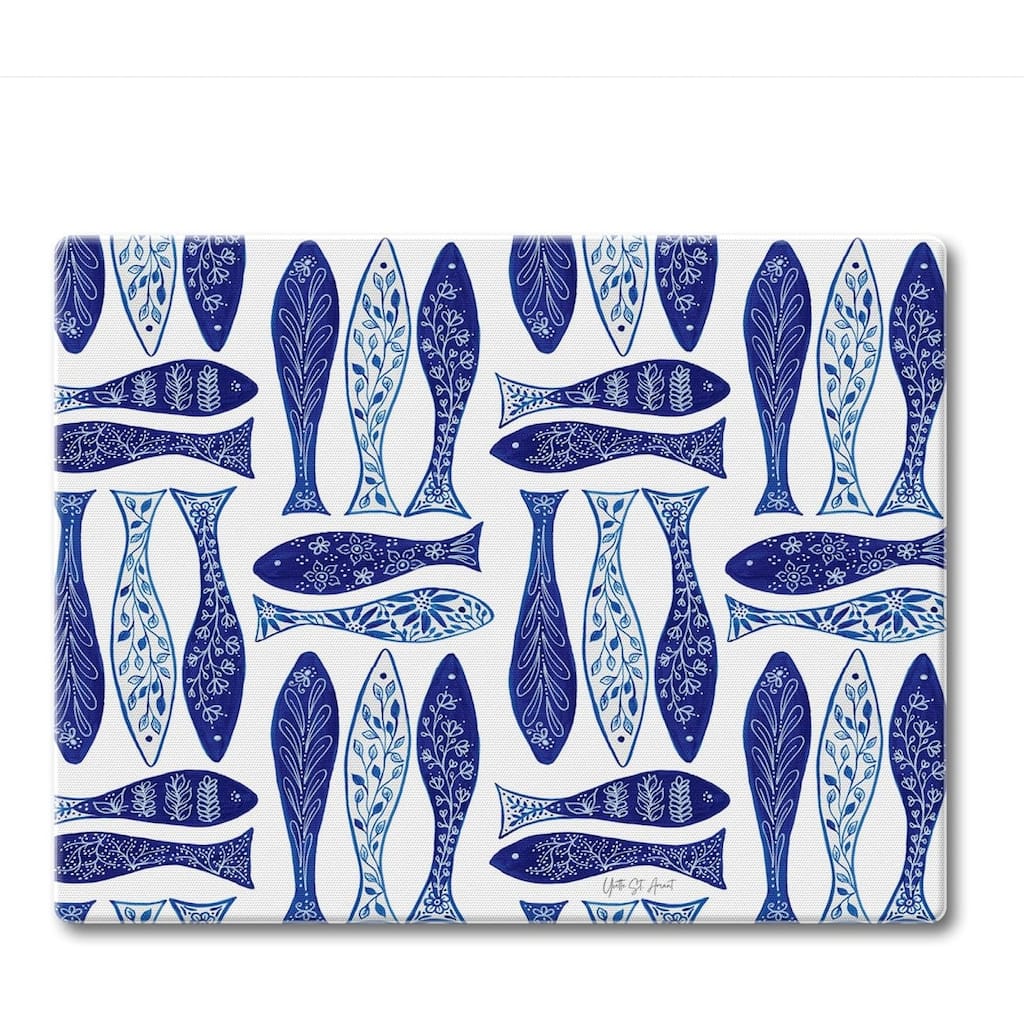 Blue Fish 3mm Tempered Glass Cutting Board 10” x 8” Manufactured in the USA Cheese Board Bar Board Dishwasher Safe