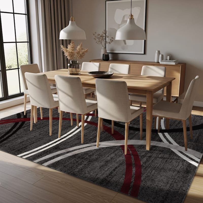 World Rug Gallery Contemporary Abstract Circles Design Area Rug