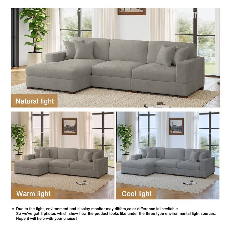 Oversized Modern Chenille Modular Sectional Sofa with Chaise