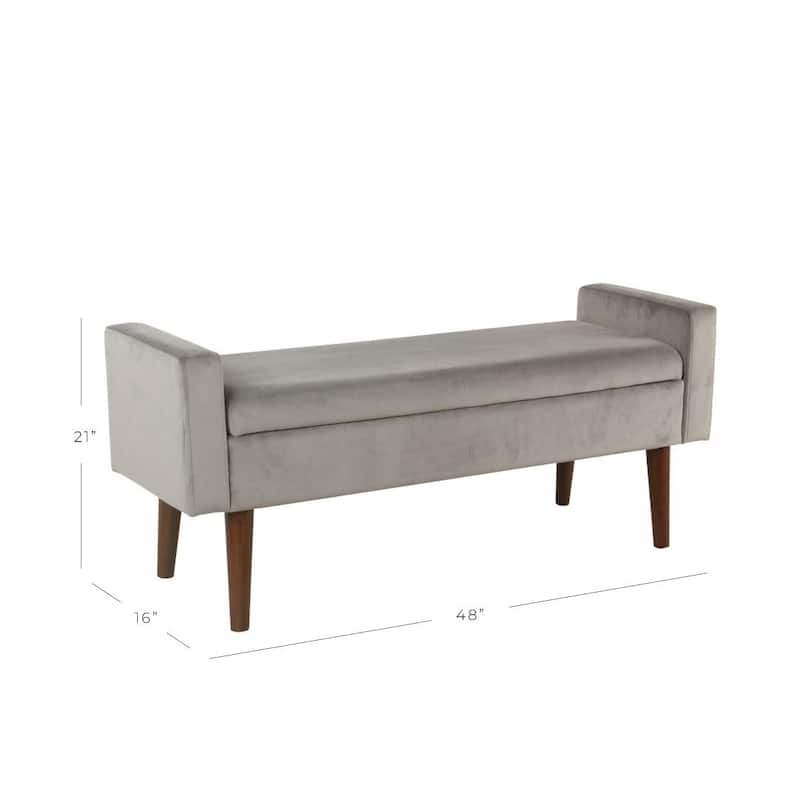 Carson Carrington Hamn Velvet Storage Bench - Gray