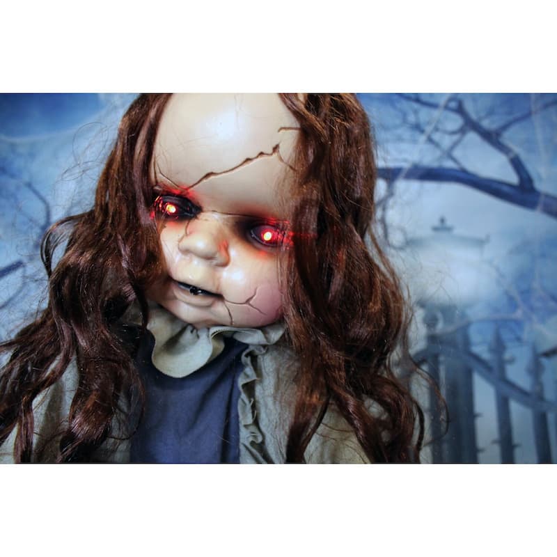 Haunted Hill Farm 5-Ft. Animatronic Zombie, Indoor/Outdoor Halloween Decoration, Flashing Red Eyes, Poseable, Battery-Operated