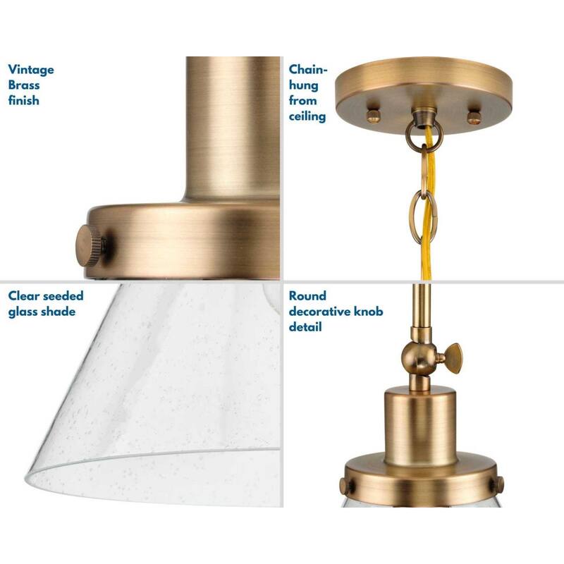 Progress Lighting Hinton 12" Wide Pendant with Seeded Glass Shade