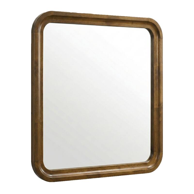 Roundhill Furniture Eldren Wood Frame Mirror, Walnut Finish