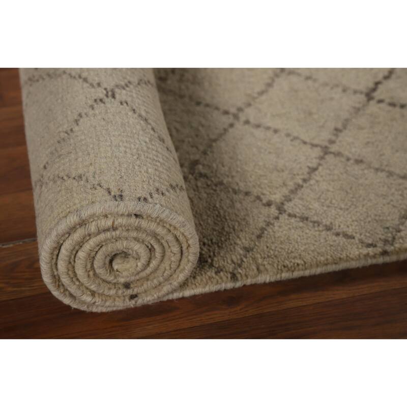 Trellis Moroccan Runner Rug Handmade Oriental Wool Carpet - 2'7" x 7'9"
