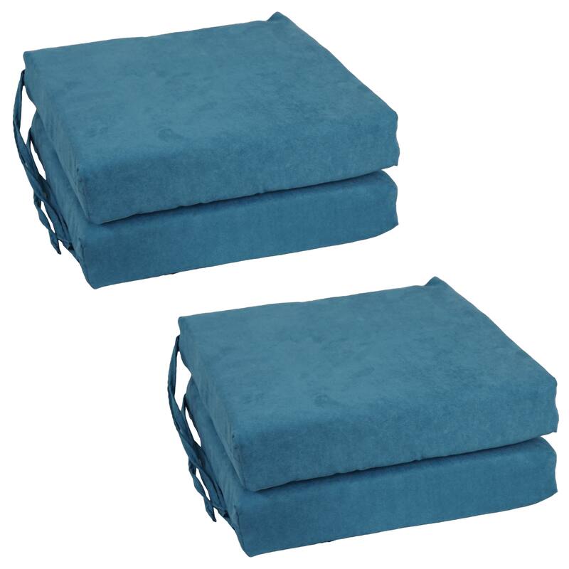 16-inch Square Indoor Microsuede Chair Cushions (Set of 2 or 4) - 16 x 16 - Set of 4 - Teal
