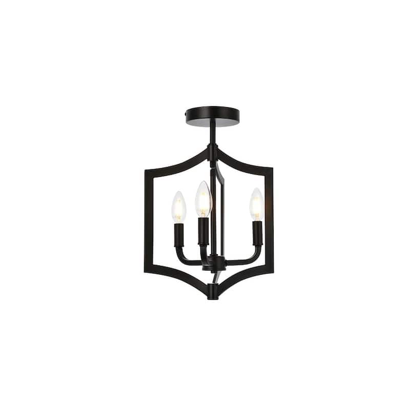 Kara 3 Light Flush Mount - 12 Inch - Black